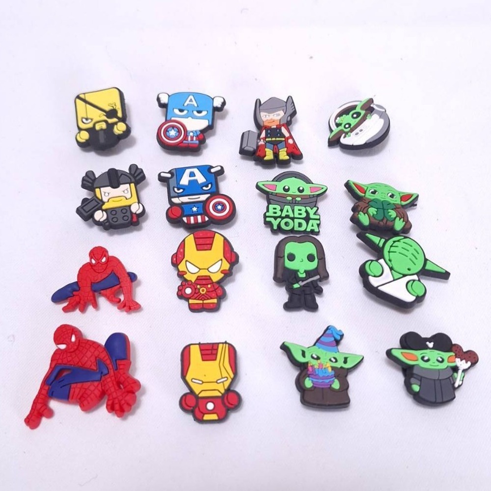 Marvel Star Wars Yoda Spiderman Croc Charms Jibbitz 16pc Bumdle‎ Shoe Charms